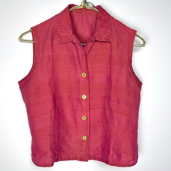Terracotta Silk Sleeveless Blouse - Picture 1 of 9